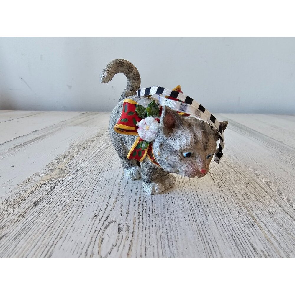 ME‎ ink cat kitten ornament tabby vintage xmas tree